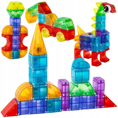 KLOCKI MAGNETYCZNE ŚWIECĄCE KONSTRUKCYJNE Kreatywne Edukacyjne 94 el 3D na Arena.pl