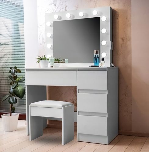 Toaletka kosmetyczna z oświetleniem biała 94 x 140 x 43 cm AGA na Arena.pl