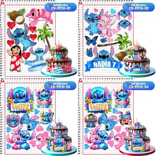 MEGA ZESTAW WYDRUK CUKROWY LILO I STITCH STICH STICZ OPŁATEK NA TORT WZORY na Arena.pl