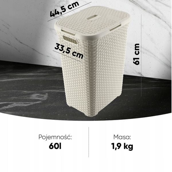 Curver 189207 kosz na bieliznę Natural Style, 60L zdjęcie 6