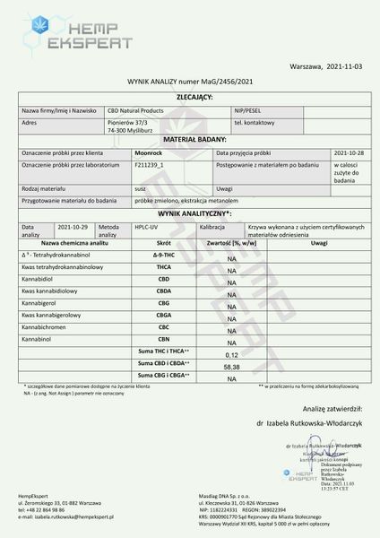 Susz konopny | MOON ROCK | 58% CBD | 100 g zdjęcie 6