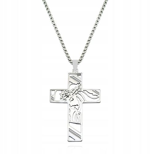 ŁAŃCUSZEK Z KRZYŻYKIEM Srebrny Męski Krzyż Łańcuch Naszyjnik WŁOSKI na Arena.pl