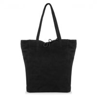 VERA PELLE torebka damska zamszowa shopper z rzemykami na ramię V462 czarna