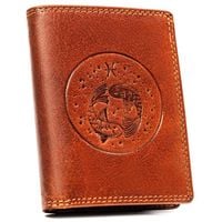 duży, skórzany portfel męski z wytłoczonym znakiem zodiaku - peterson