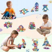 180X KLOCKI MAGNETYCZNE 3D MONTESSORI KONSTRUKCYJNE MAGNETIC TILES EDUKACJA