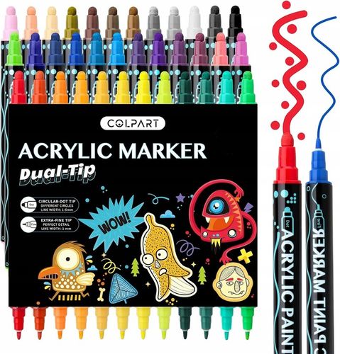 MARKERY AKRYLOWE ZESTAW 48 SZT Pisaki Flamastry Mazaki z farbą do kamieni na Arena.pl