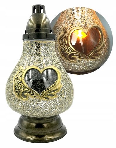 Znicz Lampion Karafka Mirror Złoty Serce Witraż na Arena.pl