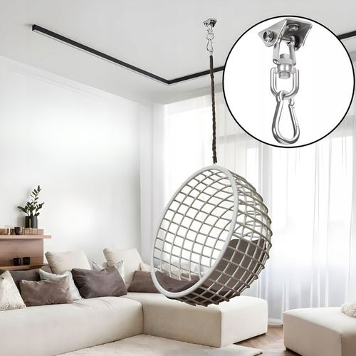 ZESTAW MONTAŻOWY HAK OBROTOWY SUFITOWY FOTELA HAMAKA HUŚTAWKI KARABIŃCZYKI na Arena.pl