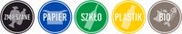 NAKLEJKA SEGREGACJA ŚMIECI NA ŚMIETNIK KOSZ WODOODPORNA 3,5cm zestaw
