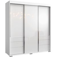 Szafa przesuwna z szufladami Torino 3D 180 Biała (lacobel)