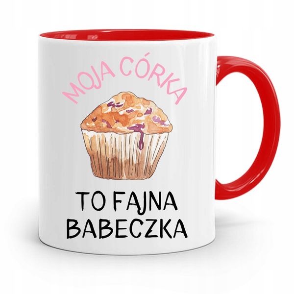 Kubek Czerwony Prezent Dla Córki Fajna Babeczka Z Nadrukiem Ze Zdjęciem zdjęcie 1