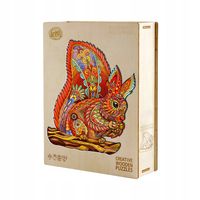 Puzzle drewniane duże 300 el. wiewiórka zestaw prezentowy pudełko drewniane
