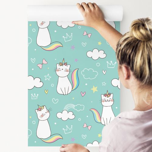 Tapeta Dla Dzieci Tęczowe Kotki - Tapeta Flizelinowa Rolka 10m na Arena.pl