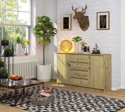 Komoda K 160 cm 2 drzwi 4 szuflady - dąb artisan na Arena.pl