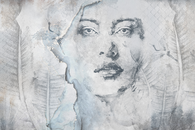 Fototapeta Do Salonu Twarz KOBIETA Beton Abstrakcja Mur 300cm x 210cm zdjęcie 3