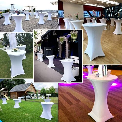 Pokrowiec na stolik koktajlowy BIAŁY 80 cm na Arena.pl