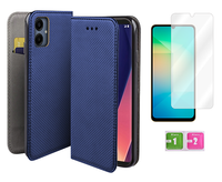 Etui z klapką do SAMSUNG GALAXY A06 5G case niebieski + szkło na ekran 9H