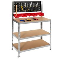 Stół warsztatowy, do garażu 136x101x40 cm tablica narzędziowa z kuwetami, blat roboczy