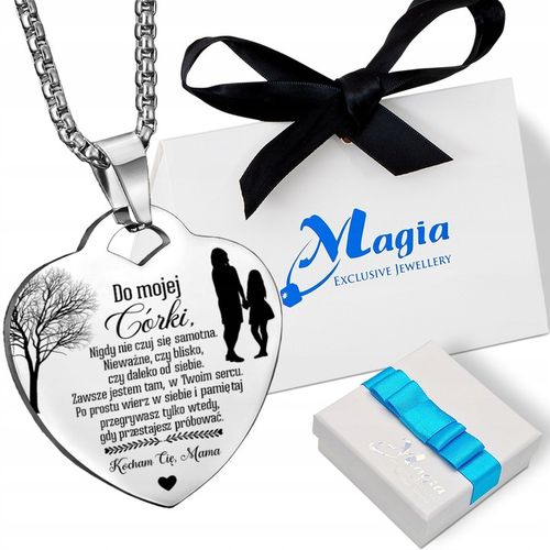 Srebrny Łańcuszek Zawieszka SERCE NASZYJNIK DLA CÓRKI OD MAMY Grawer BOX na Arena.pl