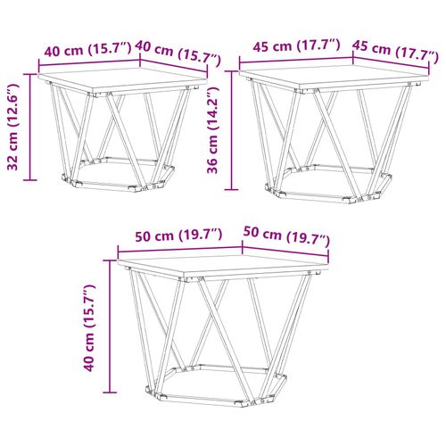 Stoliki boczne  3 szt. z dębu sonoma z materiału drewnopochodnego na Arena.pl