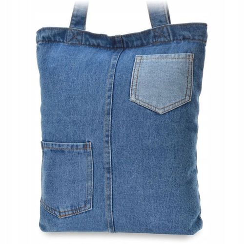 Jeansowa Torba Shopperka Duża Torebka Na Zakupy Dżinsowa Do Szkoły Pracy A4 na Arena.pl