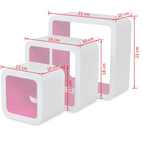 3 biało różowe półki ozdobne MDF Cube na Arena.pl