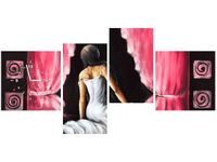 45CM 120CM ZEGAR 4 ELEM PIĘKNA DZIEWCZYNA CZERWIENI ŚCIENNY