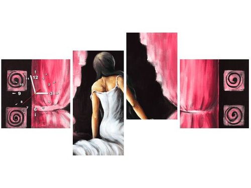 45CM 120CM ZEGAR 4 ELEM PIĘKNA DZIEWCZYNA CZERWIENI ŚCIENNY na Arena.pl