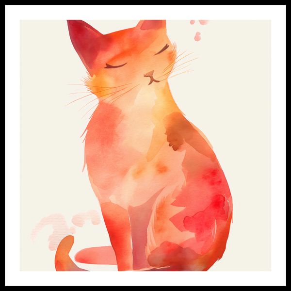 Plakat 50x50cm Akwarelowy Kot zdjęcie 3