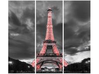 90CM 80 OBRAZ 3 ELEM CZERWONA WIEŻA EIFFLA ŚCIENNY
