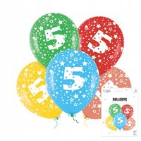 ZESTAW KOLOROWYCH BALONÓW Z CYFRĄ 5 NA IMPREZE URODZINOWĄ PRZYJĘCIE