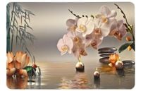 Podkładka mata na stół dwustronna korkowa laminowana 39x28,5 cm  wz. 12 storczyk woda kamienie