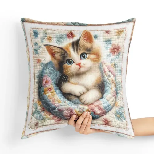 Poduszka Mały Rudy Kotek - Poduszka Dekoracyjna Tył poduszki: - Szary na Arena.pl