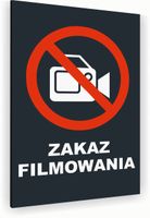 Tabliczka znak informacyjny 30x20 Antracyt ZAKAZ FILMOWANIA Aluminiowa