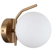 Loftowa LAMPA ścienna CARIMI WL-3300-1-HBR Italux metalowa OPRAWA kinkiet szklana kula mosiądz biała