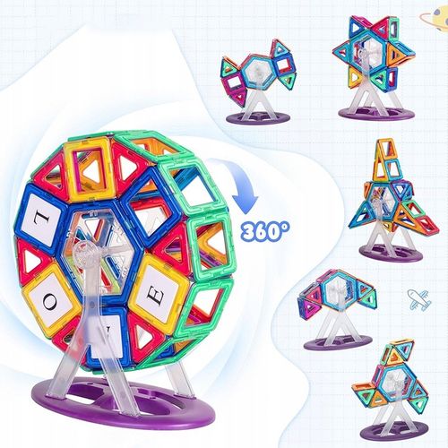 DUŻE KLOCKI MAGNETYCZNE KONSTRUKCYJNE EDUKACYJNE DLA DZIECI 3D 180ELE na Arena.pl