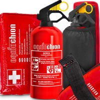 Apteczka DIN13164 Gaśnica Ogniochron 1KG Samochodowa Uchwyt Rzep Mocowanie