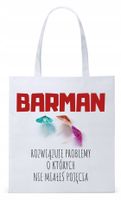 Dla Barmana Bartender Torba Eco Biała Shopper Z Nadrukiem Ze Zdjęciem