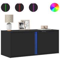 Ścienna szafka TV z LED, czarna, 80x31x35 cm