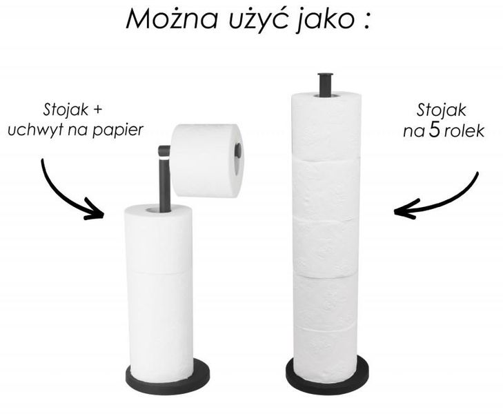 Stojak uchwyt wieszak na zapasowy papier toaletowy czarny - Yoka na Arena.pl