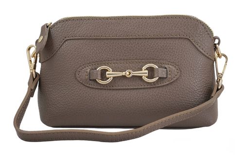 Mała torebka wizytowa skórzana - Beżowa ciemna na Arena.pl