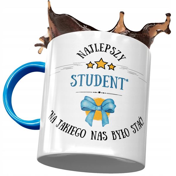 Kubek Błękitny Dla Studenta Najlepszy Student Z Nadrukiem Ze Zdjęciem zdjęcie 1