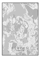 Bergen mapa czarno biała - plakat 40x50 cm