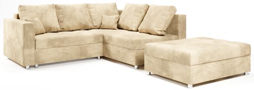 Kanapa Narożnik z Funkcją Spania i Pojemnikiem Mini Prince Beżowy Prawy na Arena.pl