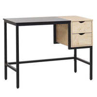 Biurko 100 x 48 cm czarne z jasnym drewnem HARPER