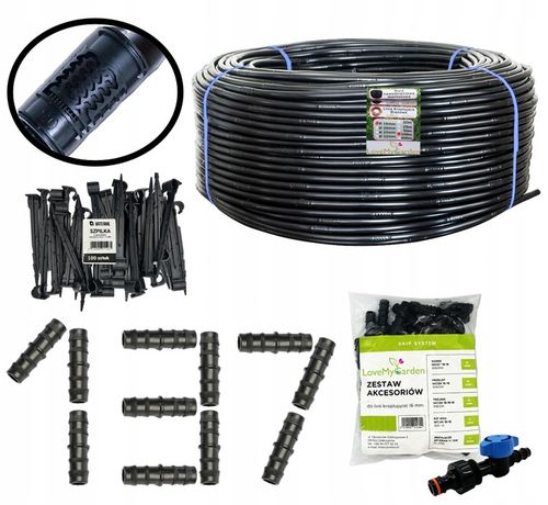 Linia kroplująca 16mm 100m z kompensacją 137 akcesoriów Wąż kropelkowy na Arena.pl