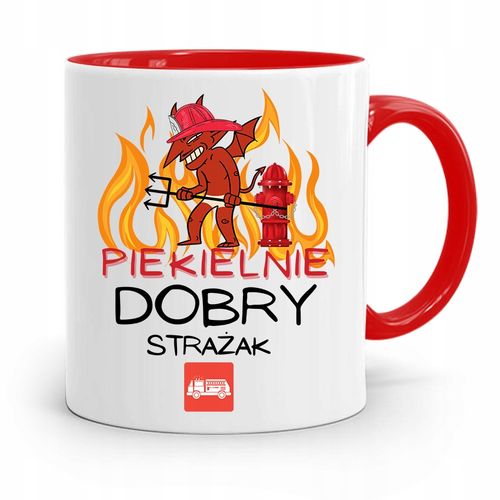 Kubek Czerwony Dla Strażaka Piekielnie Dobry Z Nadrukiem Ze Zdjęciem na Arena.pl