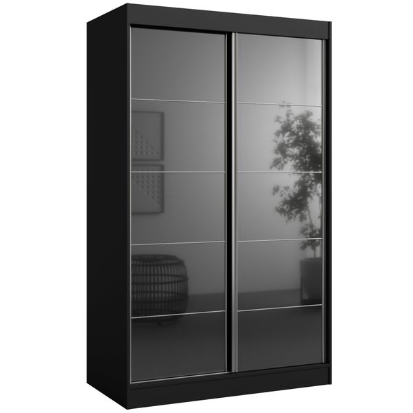 Szafa przesuwna Como 2D 120 Czarna (lacobel) zdjęcie 1