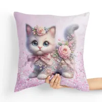 Poduszka Kotek Pastelowy - Poduszka Dekoracyjna Tył poduszki: - Seledynowy