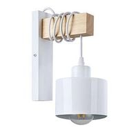 KINKIET LED E27 ELZA 35W STAL DREWNO BIAŁY NOWOCZESNY DESIGN